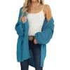 MEROKEETY Women’s 2025 Fall Open Front Chunky Knit Sweater Oversized Lantern Sleeve Cardigan Outwear(Teal)