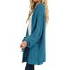 MEROKEETY Women’s 2025 Fall Open Front Chunky Knit Sweater Oversized Lantern Sleeve Cardigan Outwear(Teal)