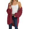 MEROKEETY Women’s 2025 Fall Open Front Chunky Knit Sweater Oversized Lantern Sleeve Cardigan Outwear(Wine)
