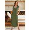 MEROKEETY Women’s 2025 Spring Summer Maxi Dress Casual V Neck Split Beach Vacation Loose Long Dresses(Armygreen)
