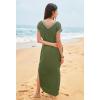 MEROKEETY Women’s 2025 Spring Summer Maxi Dress Casual V Neck Split Beach Vacation Loose Long Dresses(Armygreen)