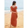 MEROKEETY Women’s 2025 Spring Summer Maxi Dress Casual V Neck Split Beach Vacation Loose Long Dresses(Caramel)