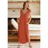 MEROKEETY Women’s 2025 Spring Summer Maxi Dress Casual V Neck Split Beach Vacation Loose Long Dresses(Caramel)
