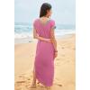 MEROKEETY Women’s 2025 Spring Summer Maxi Dress Casual V Neck Split Beach Vacation Loose Long Dresses(Darkpink)