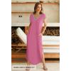MEROKEETY Women’s 2025 Spring Summer Maxi Dress Casual V Neck Split Beach Vacation Loose Long Dresses(Darkpink)