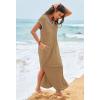 MEROKEETY Women’s 2025 Spring Summer Maxi Dress Casual V Neck Split Beach Vacation Loose Long Dresses(Khaki)