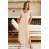 MEROKEETY Women’s 2025 Spring Summer Maxi Dress Casual V Neck Split Beach Vacation Loose Long Dresses(Lightkhaki)