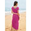 MEROKEETY Women’s 2025 Spring Summer Maxi Dress Casual V Neck Split Beach Vacation Loose Long Dresses(Magenta)
