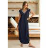 MEROKEETY Women’s 2025 Spring Summer Maxi Dress Casual V Neck Split Beach Vacation Loose Long Dresses(Navy)