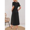 MEROKEETY Women’s 2025 Summer Casual Maxi Dress Spring Beach Vacation Short Sleeve Crewneck Split Midi T Shirt Dresses(Black)