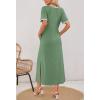 MEROKEETY Women’s 2025 Summer Casual Maxi Dress Spring Beach Vacation Short Sleeve Crewneck Split Midi T Shirt Dresses(Green)