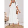 MEROKEETY Women’s 2025 Summer Casual Maxi Dress Spring Beach Vacation Short Sleeve Crewneck Split Midi T Shirt Dresses(White)