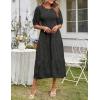 MEROKEETY Women’s 2025 Summer Puff Sleeve Smocked Floral Dress Crewneck Lace Flowy Tiered Midi Dresses(Black)