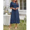 MEROKEETY Women’s 2025 Summer Puff Sleeve Smocked Floral Dress Crewneck Lace Flowy Tiered Midi Dresses(Navy)