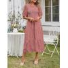 MEROKEETY Women’s 2025 Summer Puff Sleeve Smocked Floral Dress Crewneck Lace Flowy Tiered Midi Dresses(Tea Rose)