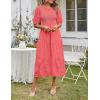 MEROKEETY Women’s 2025 Summer Puff Sleeve Smocked Floral Dress Crewneck Lace Flowy Tiered Midi Dresses(Watermelon)