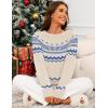 MEROKEETY Women’s 2026 Fall Winter Fair Isle Argyle Pullover Sweater Striped Crew Neck Long Sleeve Vintage Knit Tops(Apricot)