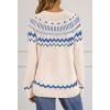 MEROKEETY Women’s 2026 Fall Winter Fair Isle Argyle Pullover Sweater Striped Crew Neck Long Sleeve Vintage Knit Tops(Apricot)