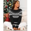 MEROKEETY Women’s 2026 Fall Winter Fair Isle Argyle Pullover Sweater Striped Crew Neck Long Sleeve Vintage Knit Tops(Black)
