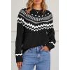 MEROKEETY Women’s 2026 Fall Winter Fair Isle Argyle Pullover Sweater Striped Crew Neck Long Sleeve Vintage Knit Tops(Black)