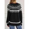 MEROKEETY Women’s 2026 Fall Winter Fair Isle Argyle Pullover Sweater Striped Crew Neck Long Sleeve Vintage Knit Tops(Black)