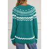MEROKEETY Women’s 2026 Fall Winter Fair Isle Argyle Pullover Sweater Striped Crew Neck Long Sleeve Vintage Knit Tops(Green)