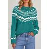 MEROKEETY Women’s 2026 Fall Winter Fair Isle Argyle Pullover Sweater Striped Crew Neck Long Sleeve Vintage Knit Tops(Green)