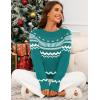 MEROKEETY Women’s 2026 Fall Winter Fair Isle Argyle Pullover Sweater Striped Crew Neck Long Sleeve Vintage Knit Tops(Green)