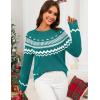 MEROKEETY Women’s 2026 Fall Winter Fair Isle Argyle Pullover Sweater Striped Crew Neck Long Sleeve Vintage Knit Tops(Green)