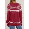 MEROKEETY Women’s 2026 Fall Winter Fair Isle Argyle Pullover Sweater Striped Crew Neck Long Sleeve Vintage Knit Tops(Red)