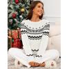 MEROKEETY Women’s 2026 Fall Winter Fair Isle Argyle Pullover Sweater Striped Crew Neck Long Sleeve Vintage Knit Tops(White)