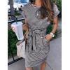 MEROKEETY Women’s 2026 Summer Casual Dress Short Sleeve Crewneck Striped Tie Waist Work Trendy T Shirt Dresses(Black)