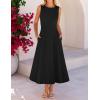 MEROKEETY Women’s 2026 Summer Elegant Classy Midi Dress Sleeveless A Line Flowy Formal Cocktail Dresses(Black)