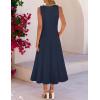 MEROKEETY Women’s 2026 Summer Elegant Classy Midi Dress Sleeveless A Line Flowy Formal Cocktail Dresses(Navy)