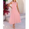 MEROKEETY Women’s 2026 Summer Elegant Classy Midi Dress Sleeveless A Line Flowy Formal Cocktail Dresses(Pink)
