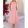 MEROKEETY Women’s 2026 Summer Elegant Classy Midi Dress Sleeveless A Line Flowy Formal Cocktail Dresses(Pink)