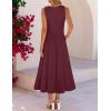 MEROKEETY Women’s 2026 Summer Elegant Classy Midi Dress Sleeveless A Line Flowy Formal Cocktail Dresses(Wine)