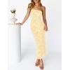 MEROKEETY Women’s 2026 Summer Floral Strapless Dress Bodycon Tube Slit Mesh Wedding Guest Cocktail Party Maxi Dresses(Apricot)