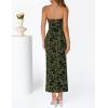 MEROKEETY Women’s 2026 Summer Floral Strapless Dress Bodycon Tube Slit Mesh Wedding Guest Cocktail Party Maxi Dresses(Army)