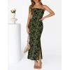 MEROKEETY Women’s 2026 Summer Floral Strapless Dress Bodycon Tube Slit Mesh Wedding Guest Cocktail Party Maxi Dresses(Army)