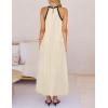 MEROKEETY Women’s 2026 Summer Halter Maxi Dress Spring Casual Boho Sleeveless Flowy Swing Beach Vacation Dresses with Belt(Apricot)