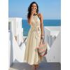 MEROKEETY Women’s 2026 Summer Halter Maxi Dress Spring Casual Boho Sleeveless Flowy Swing Beach Vacation Dresses with Belt(Apricot)
