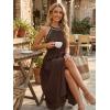 MEROKEETY Women’s 2026 Summer Halter Maxi Dress Spring Casual Boho Sleeveless Flowy Swing Beach Vacation Dresses with Belt(Brown)