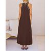 MEROKEETY Women’s 2026 Summer Halter Maxi Dress Spring Casual Boho Sleeveless Flowy Swing Beach Vacation Dresses with Belt(Brown)