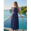 MEROKEETY Women’s 2026 Summer Halter Maxi Dress Spring Casual Boho Sleeveless Flowy Swing Beach Vacation Dresses with Belt(Navy)