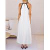 MEROKEETY Women’s 2026 Summer Halter Maxi Dress Spring Casual Boho Sleeveless Flowy Swing Beach Vacation Dresses with Belt(White)