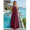 MEROKEETY Women’s 2026 Summer Halter Maxi Dress Spring Casual Boho Sleeveless Flowy Swing Beach Vacation Dresses with Belt(Wine)