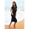 MEROKEETY Women’s 2026 Summer Short Sleeve Tshirt Dress Casual Crew Neck Beach Long Maxi Dresses(Black)