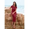 MEROKEETY Women’s 2026 Summer Short Sleeve Tshirt Dress Casual Crew Neck Beach Long Maxi Dresses(Burgundy)