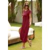 MEROKEETY Women’s 2026 Summer Short Sleeve Tshirt Dress Casual Crew Neck Beach Long Maxi Dresses(Burgundy)